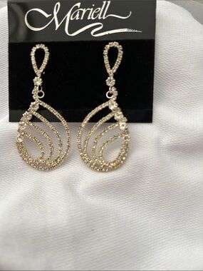 Gold Teardrop Crystal Drop Earrings